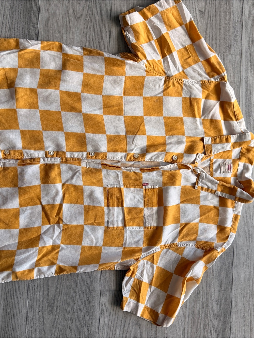 Levi's Yellow and White Check Short-Sleeve Button-Down Shirt
